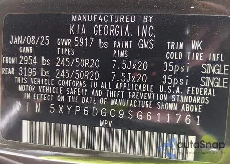 2025 Kia Telluride S from USA, damaged, VIN 5XYP6DGC9SG611761